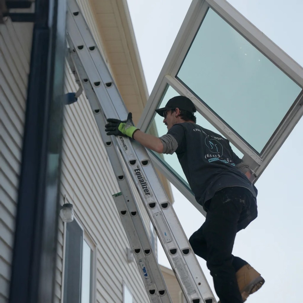 Pre work of Indianapolis window company employee doing window installation service